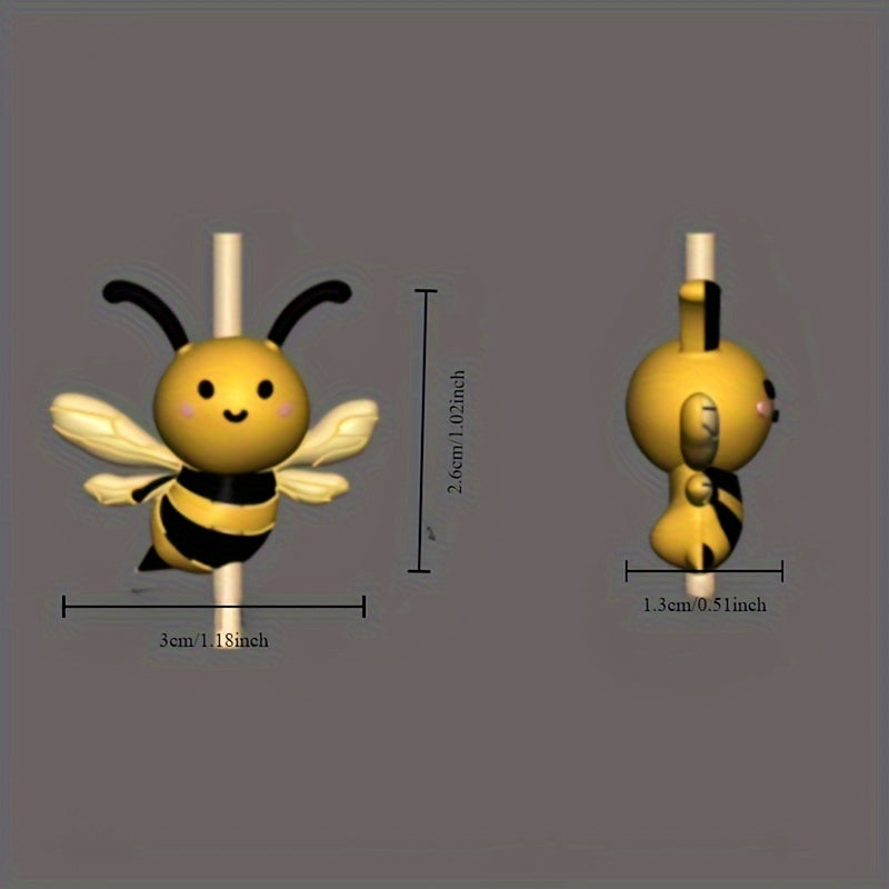 15pcs New Bee 3D Silicone Cartoon DYI Beads Suitable for DIY Keychains, Necklace Pendants, Pen Hanging Decorations, and Craft Accessories