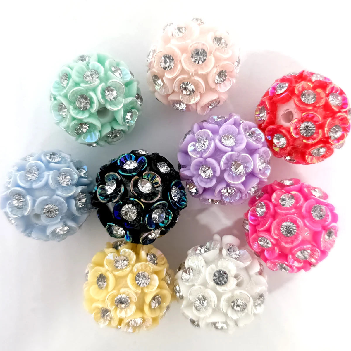 25pcs 20mm Straight Hole Flower Ball beads Rose Color for Pen DIY Jewelry Accessories
