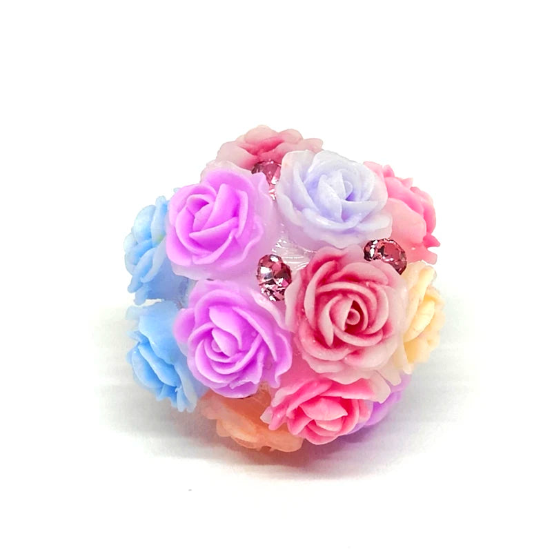4pcs 20mm Straight Hole Flower Ball beads Rose Color for Pen DIY Jewelry Accessories