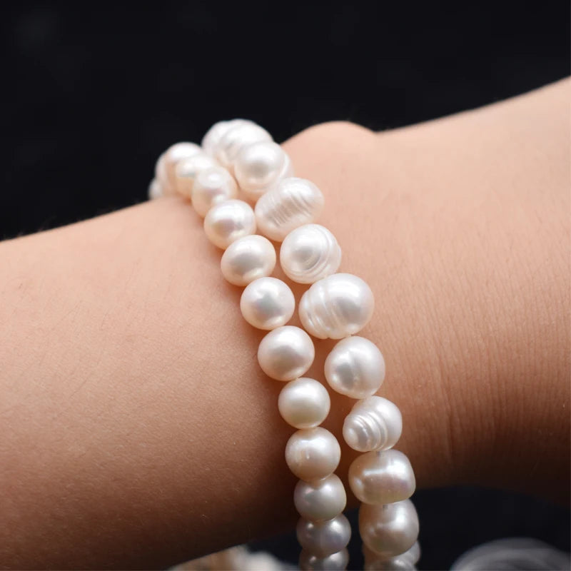 5-6/7-8mm White Freshwater Pearl Baroque Natural Stone Beads Bracelet Jewelry DIY Strand 14" Wholesale Lots Bulk Pearl