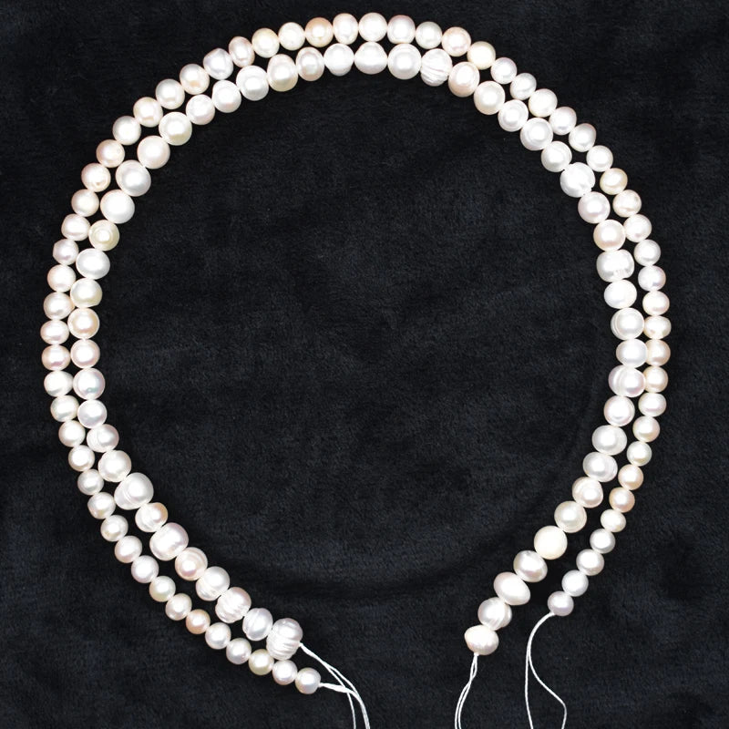 5-6/7-8mm White Freshwater Pearl Baroque Natural Stone Beads Bracelet Jewelry DIY Strand 14" Wholesale Lots Bulk Pearl