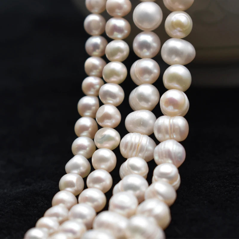 5-6/7-8mm White Freshwater Pearl Baroque Natural Stone Beads Bracelet Jewelry DIY Strand 14" Wholesale Lots Bulk Pearl