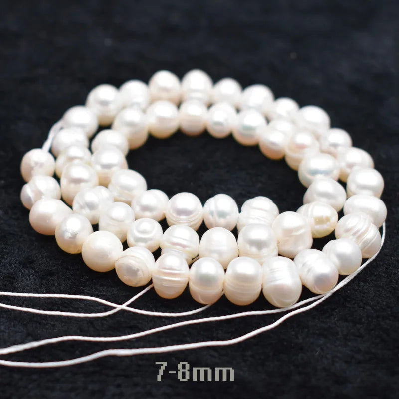 5-6/7-8mm White Freshwater Pearl Baroque Natural Stone Beads Bracelet Jewelry DIY Strand 14" Wholesale Lots Bulk Pearl