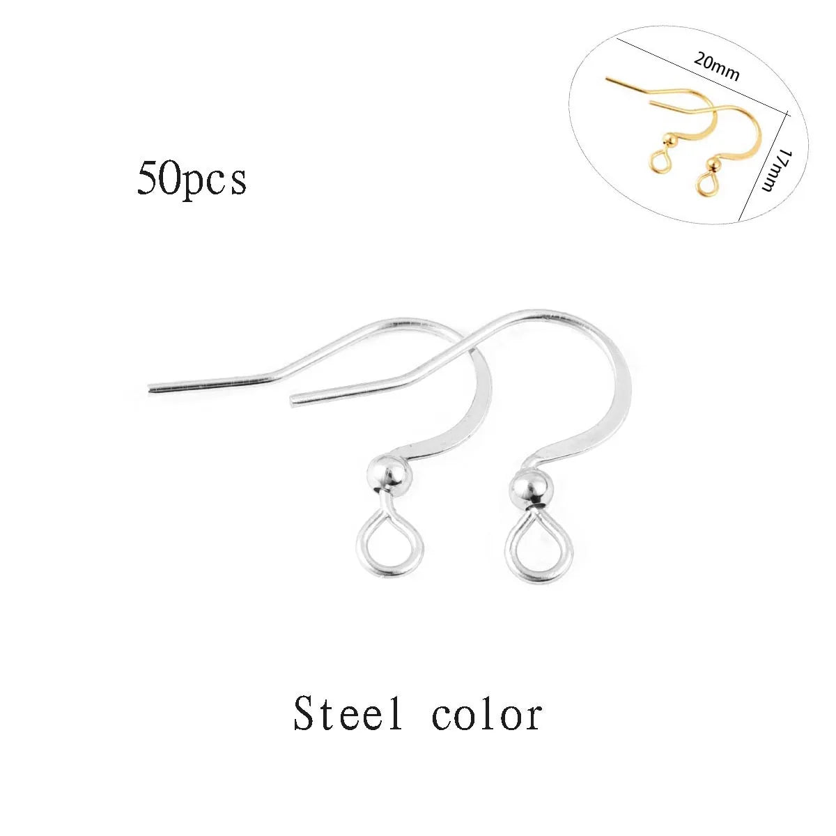 50-100pcs/lot Stainless Steel Earring Hooks Findings Earrings Clasps Ear WireEar Fittings For DIY Jewelry Making Accessories