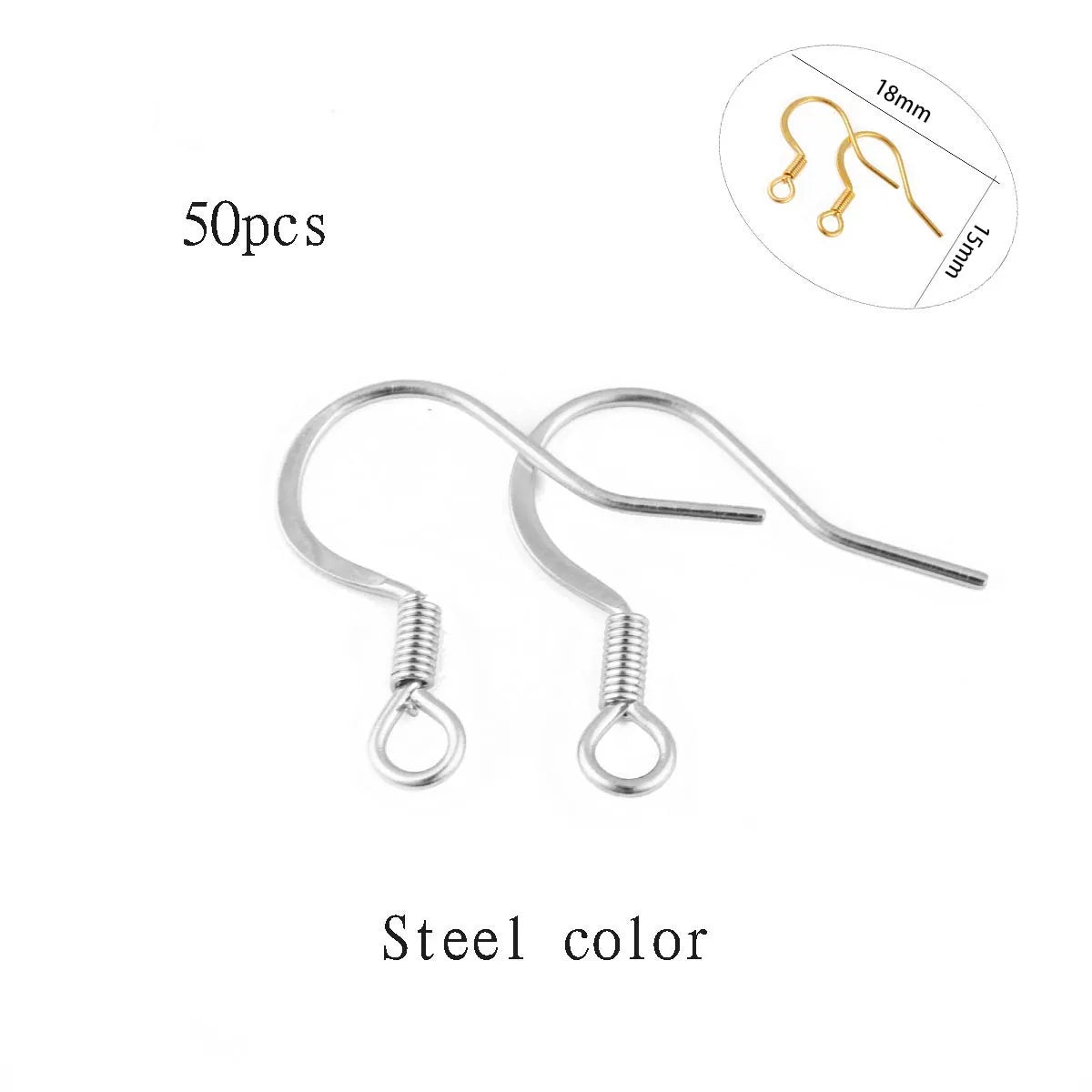 50-100pcs/lot Stainless Steel Earring Hooks Findings Earrings Clasps Ear WireEar Fittings For DIY Jewelry Making Accessories