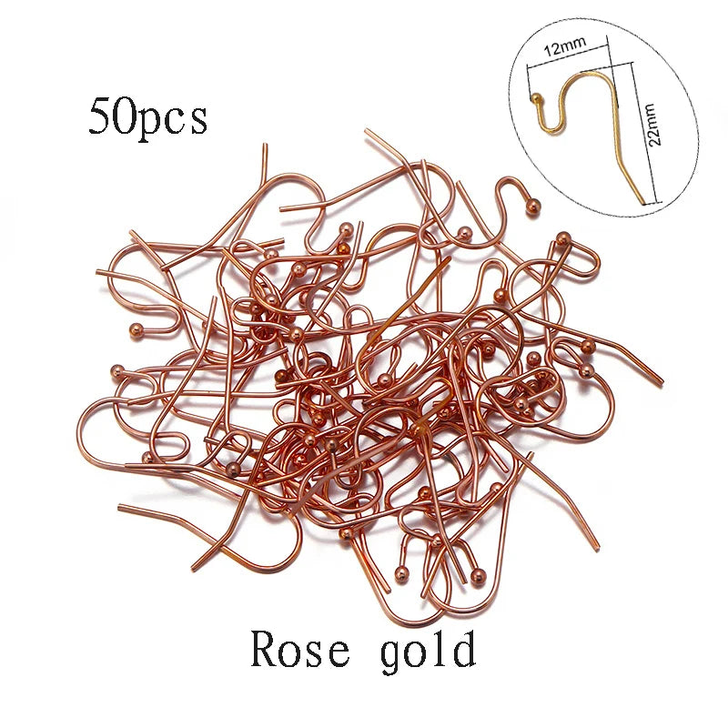 50-100pcs/lot Stainless Steel Earring Hooks Findings Earrings Clasps Ear WireEar Fittings For DIY Jewelry Making Accessories