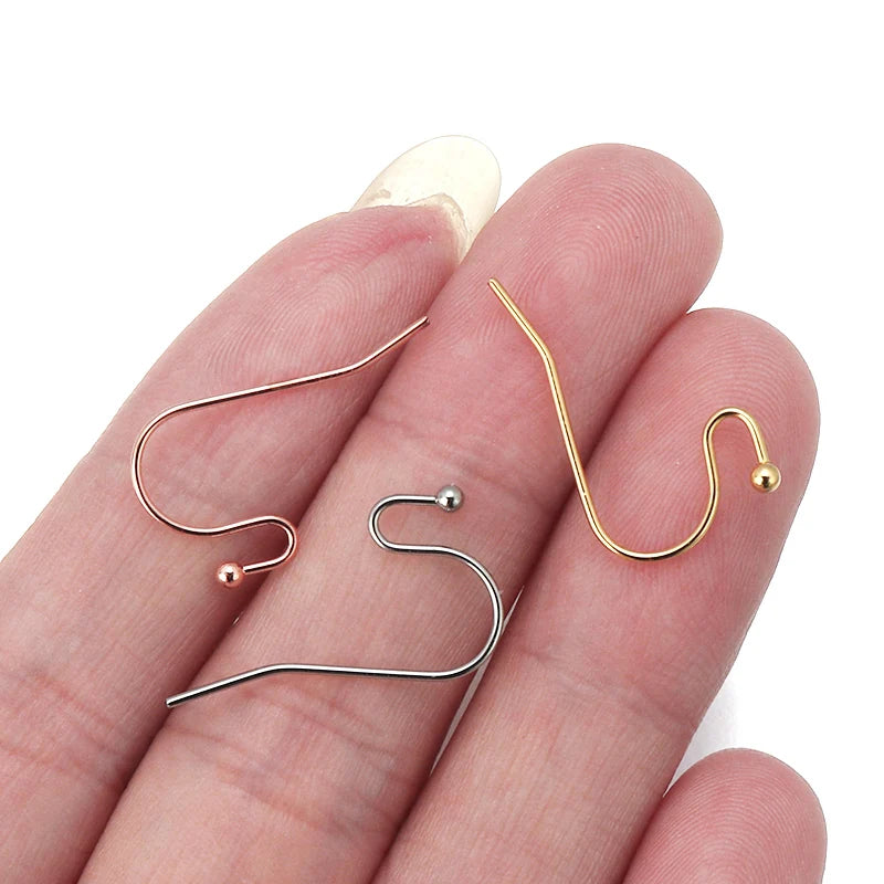 50-100pcs/lot Stainless Steel Earring Hooks Findings Earrings Clasps Ear WireEar Fittings For DIY Jewelry Making Accessories