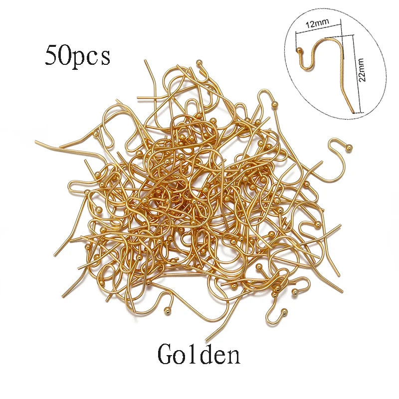 50-100pcs/lot Stainless Steel Earring Hooks Findings Earrings Clasps Ear WireEar Fittings For DIY Jewelry Making Accessories