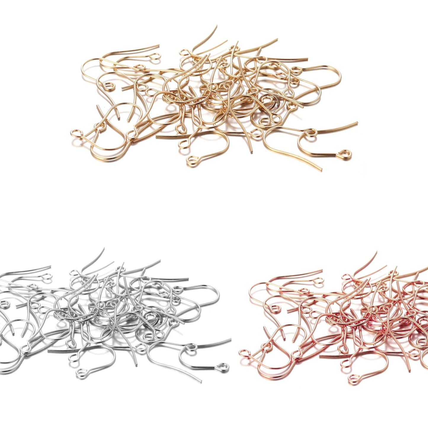 50-100pcs/lot Stainless Steel Earring Hooks Findings Earrings Clasps Ear WireEar Fittings For DIY Jewelry Making Accessories