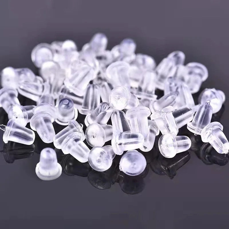 500pcs Ear Plug Box Clear Silicone Rubber Alloy Earring Clasp Earrings Accessories Kit DIY Jewelry Making Ears Hook Findings