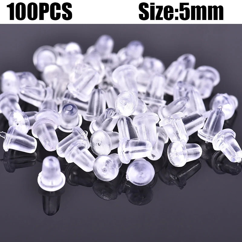 500pcs Ear Plug Box Clear Silicone Rubber Alloy Earring Clasp Earrings Accessories Kit DIY Jewelry Making Ears Hook Findings