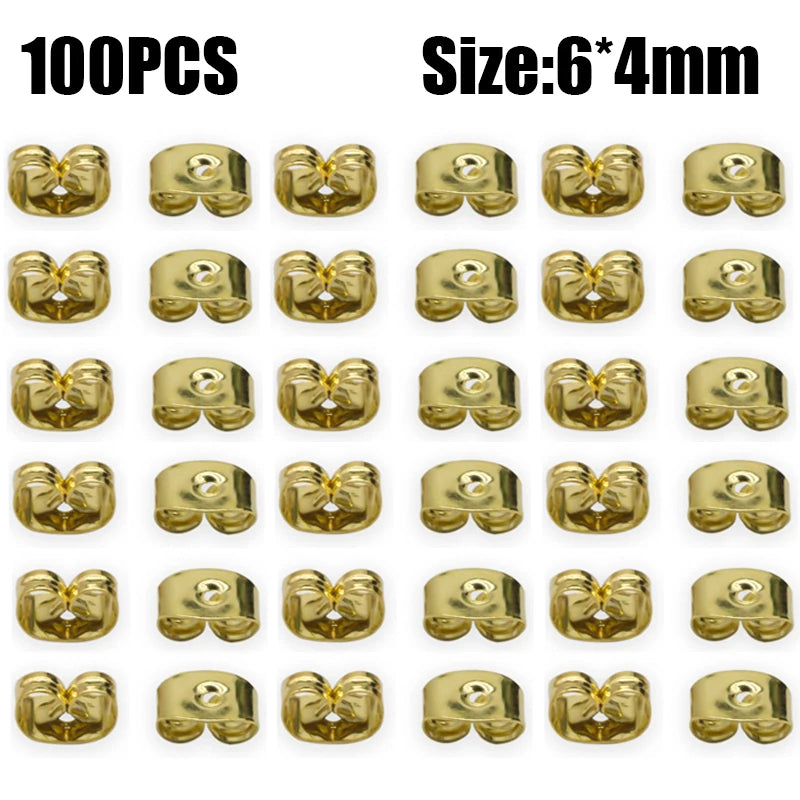 500pcs Ear Plug Box Clear Silicone Rubber Alloy Earring Clasp Earrings Accessories Kit DIY Jewelry Making Ears Hook Findings