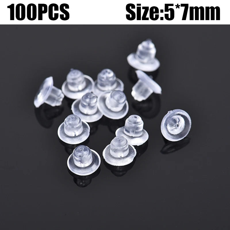500pcs Ear Plug Box Clear Silicone Rubber Alloy Earring Clasp Earrings Accessories Kit DIY Jewelry Making Ears Hook Findings