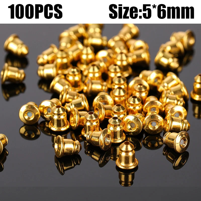 500pcs Ear Plug Box Clear Silicone Rubber Alloy Earring Clasp Earrings Accessories Kit DIY Jewelry Making Ears Hook Findings