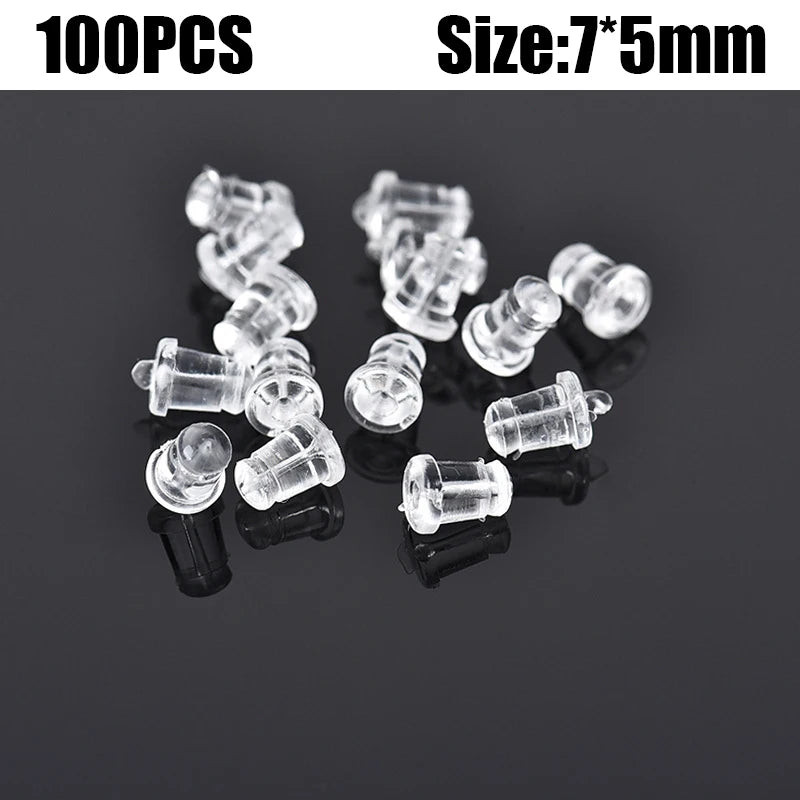 500pcs Ear Plug Box Clear Silicone Rubber Alloy Earring Clasp Earrings Accessories Kit DIY Jewelry Making Ears Hook Findings