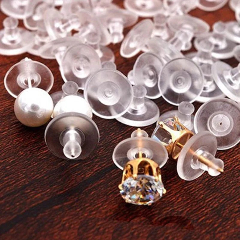 500pcs Ear Plug Box Clear Silicone Rubber Alloy Earring Clasp Earrings Accessories Kit DIY Jewelry Making Ears Hook Findings