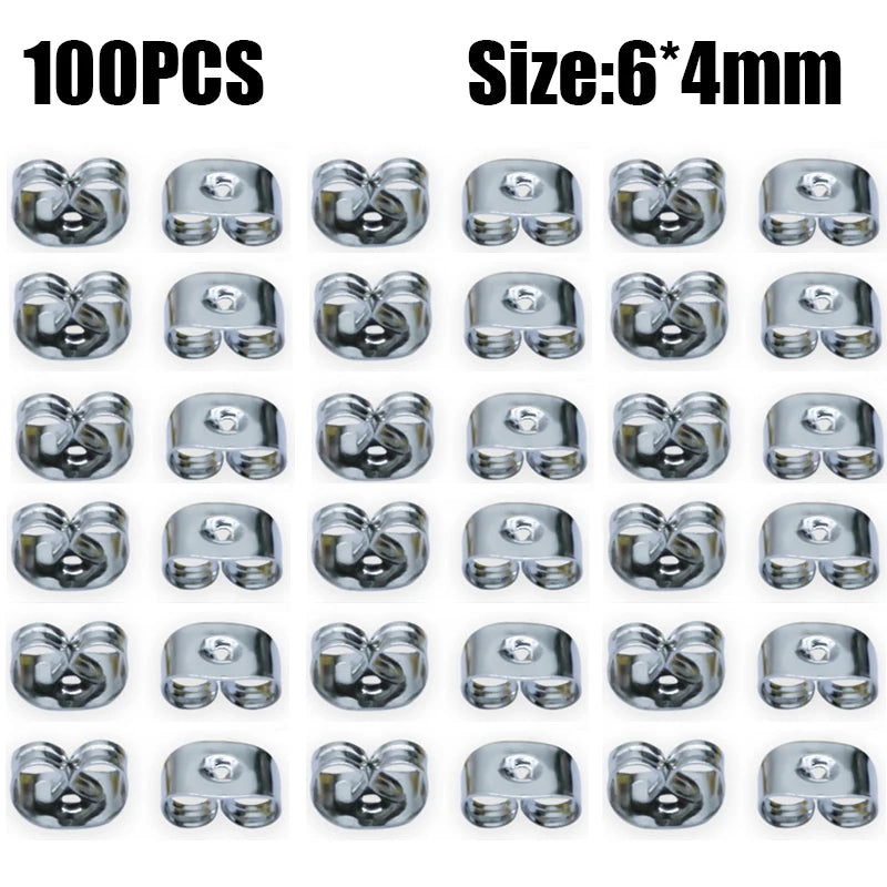500pcs Ear Plug Box Clear Silicone Rubber Alloy Earring Clasp Earrings Accessories Kit DIY Jewelry Making Ears Hook Findings
