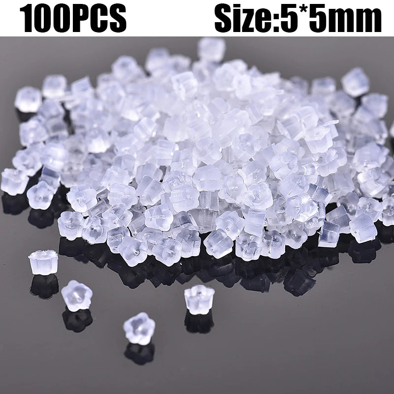 500pcs Ear Plug Box Clear Silicone Rubber Alloy Earring Clasp Earrings Accessories Kit DIY Jewelry Making Ears Hook Findings