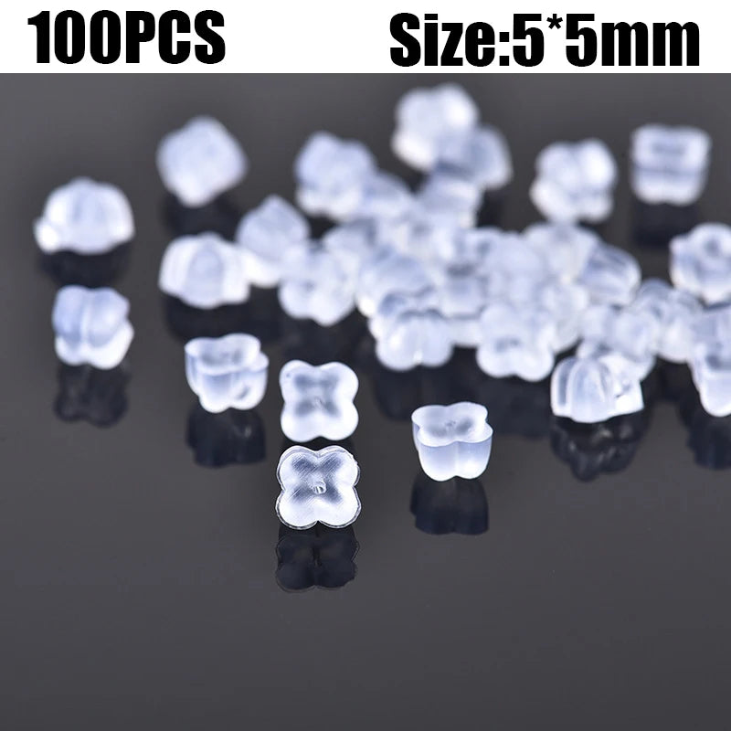 500pcs Ear Plug Box Clear Silicone Rubber Alloy Earring Clasp Earrings Accessories Kit DIY Jewelry Making Ears Hook Findings