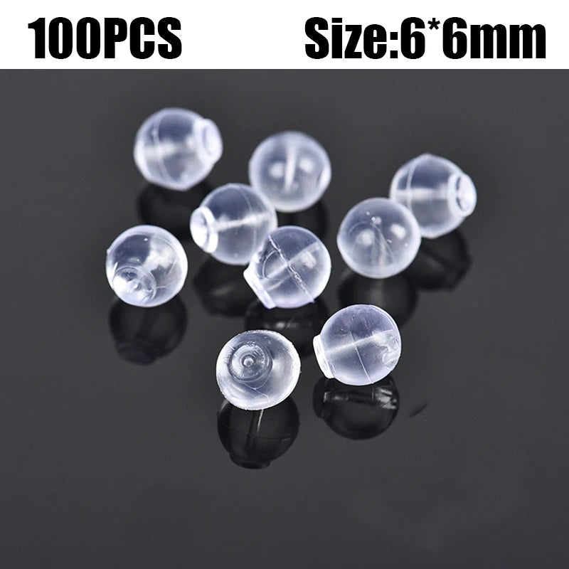 500pcs Ear Plug Box Clear Silicone Rubber Alloy Earring Clasp Earrings Accessories Kit DIY Jewelry Making Ears Hook Findings