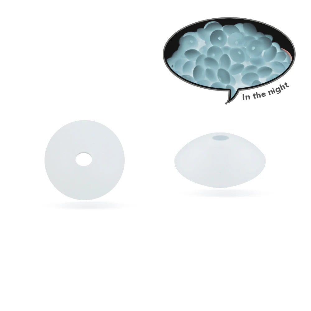 50Pcs 12MM Luminous Silicone Lentil Beads Glow In The Dark Loose Spacer Bead DIY Bracelet Necklace For Jewelry Making