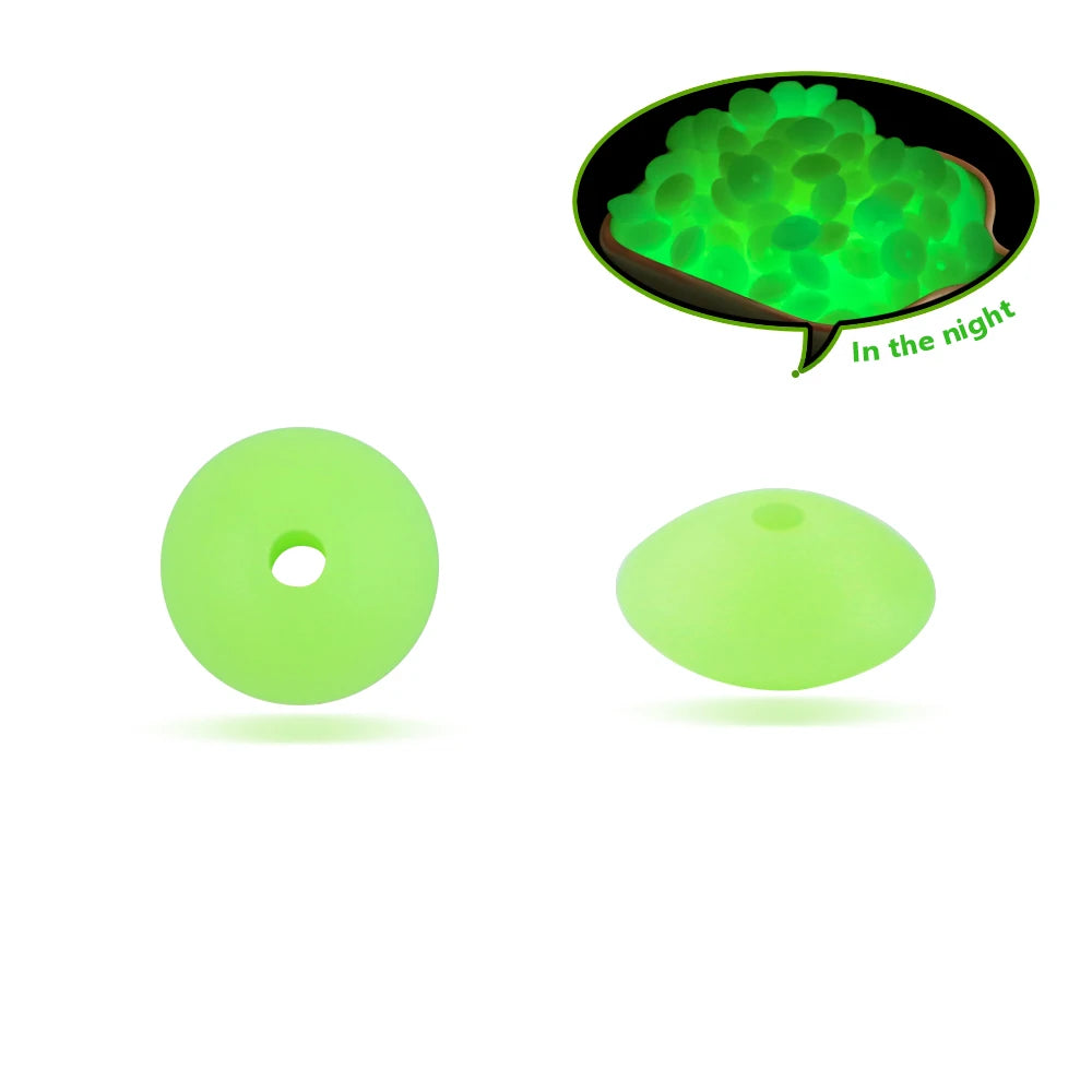 50Pcs 12MM Luminous Silicone Lentil Beads Glow In The Dark Loose Spacer Bead DIY Bracelet Necklace For Jewelry Making
