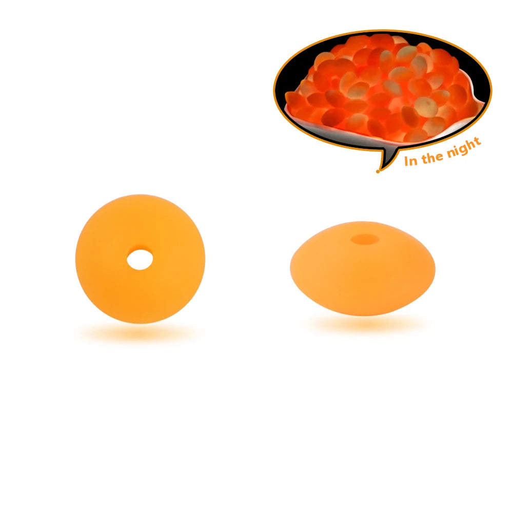 50Pcs 12MM Luminous Silicone Lentil Beads Glow In The Dark Loose Spacer Bead DIY Bracelet Necklace For Jewelry Making