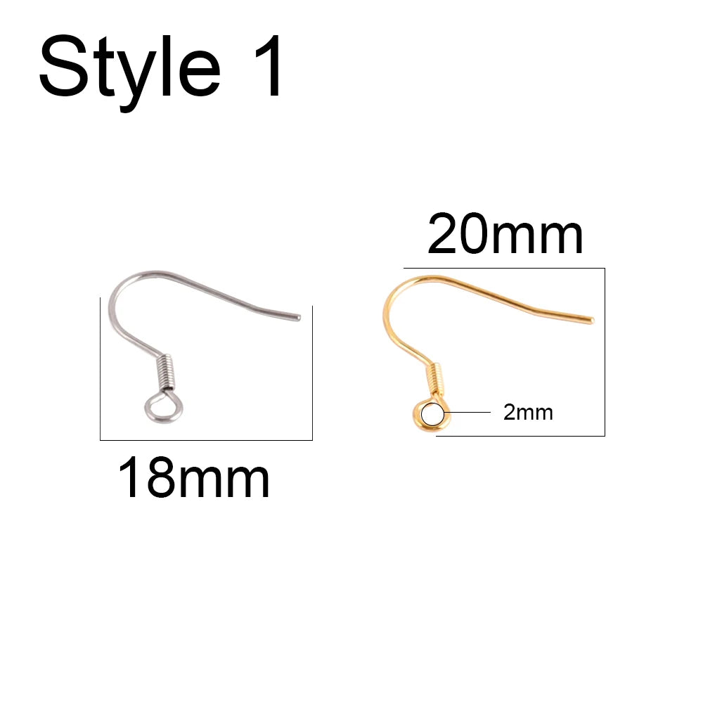 50pcs 316 Stainless Steel Earring Hooks French Earrings DIY Earring Clasp Findings Supplies For Jewelry Making Wholesale Parts