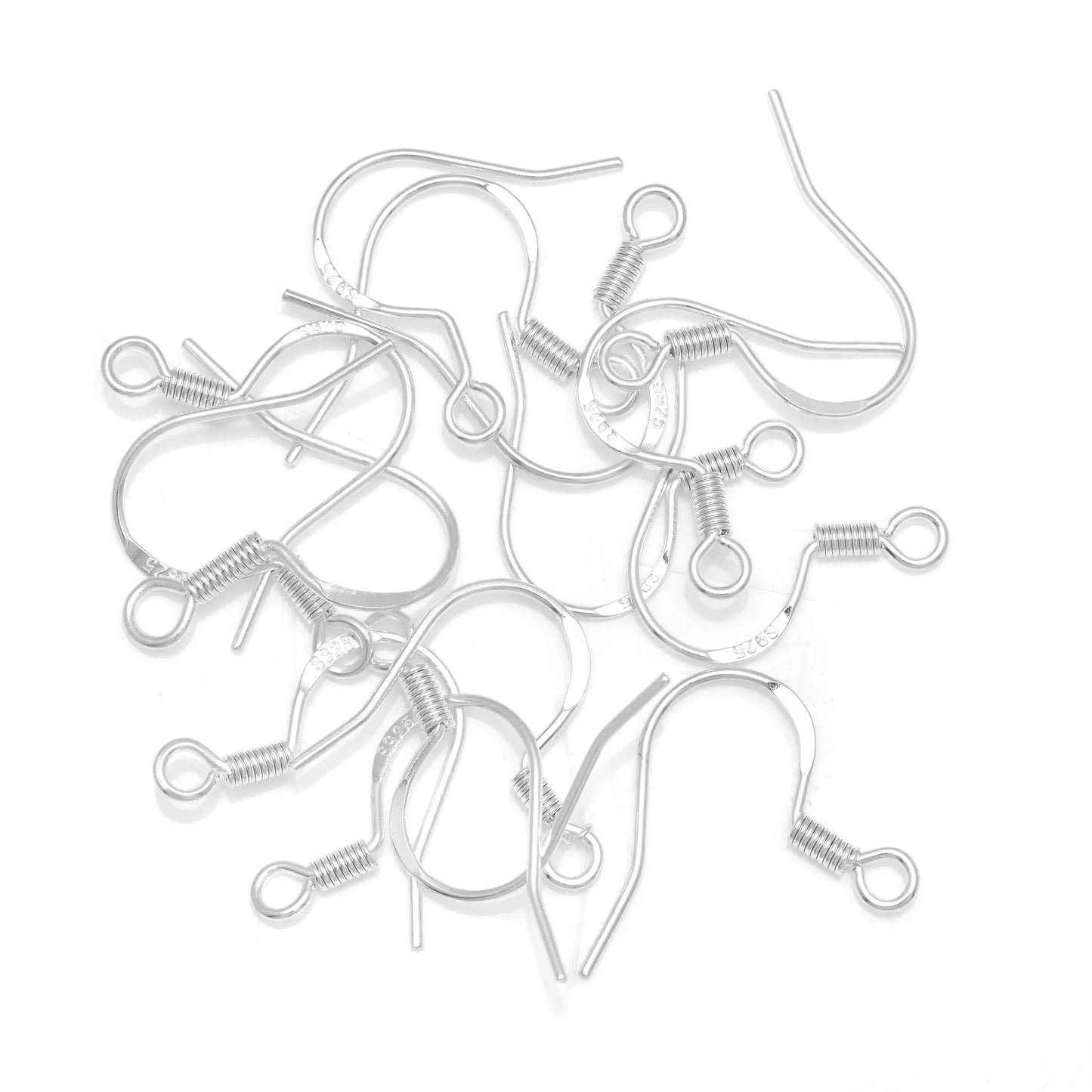 50pcs 925 Silver Plated Earring Hooks, Hypoallergenic Fish Hook DIY Earring Findings Jewelry Making Supplies