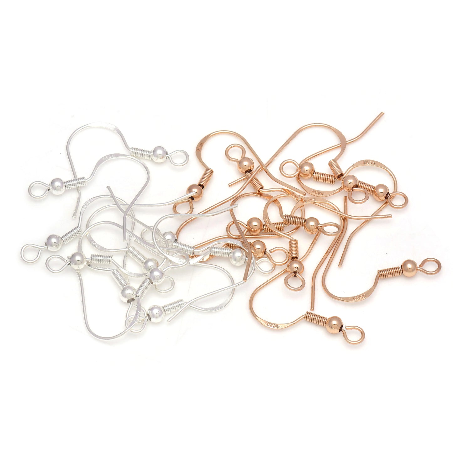 50pcs 925 Silver Plated Earring Hooks, Hypoallergenic Fish Hook DIY Earring Findings Jewelry Making Supplies