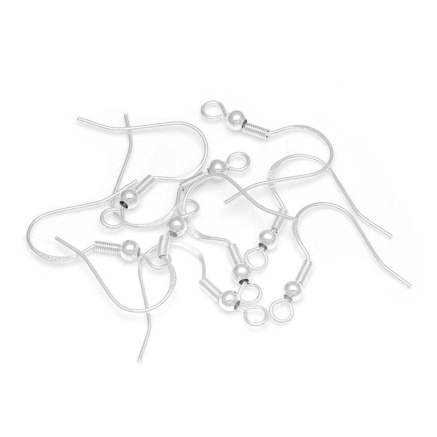 50pcs 925 Silver Plated Earring Hooks, Hypoallergenic Fish Hook DIY Earring Findings Jewelry Making Supplies