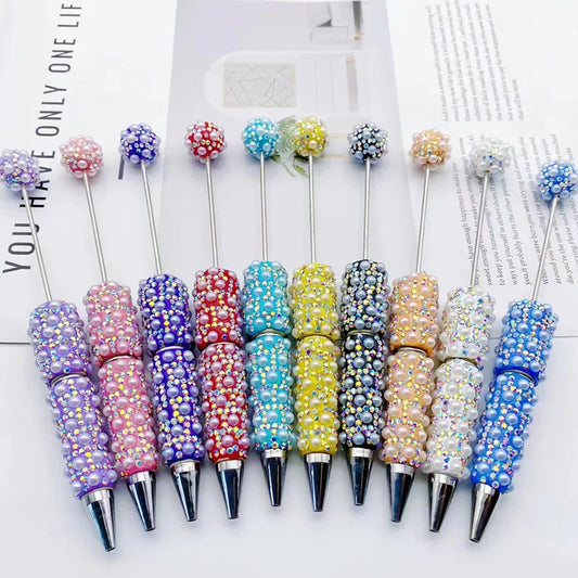1pcs DIY Diamond Bead Pen Handmade Full Diamonds Personalized Luxury Beading Gift Ballpoint Pens for Writing Stationery