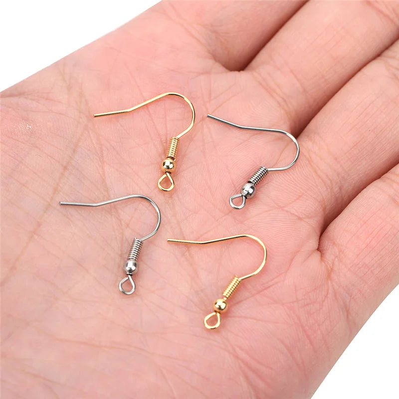 50pcs Hypoallergenic Stainless Steel Earrings Hooks Nickel Free Anti Allergy Earring Clasp Wire For Diy Jewelry Findings Making