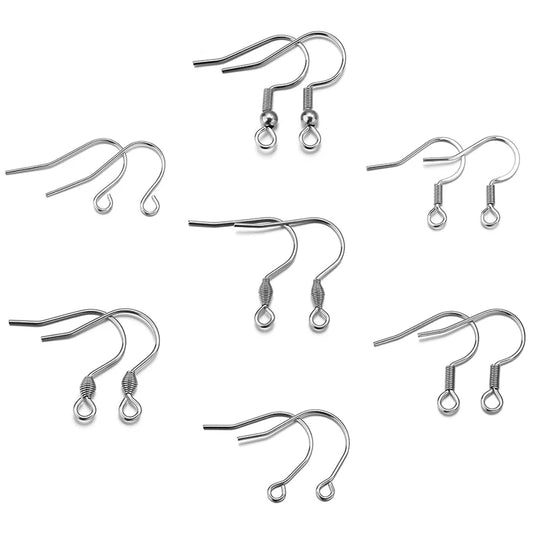50pcs/Lot Hypoallergenic Stainless Steel Earring Hooks For Jewelry Making Ear Hook Diy Earrings Earwire Clasps Accessories