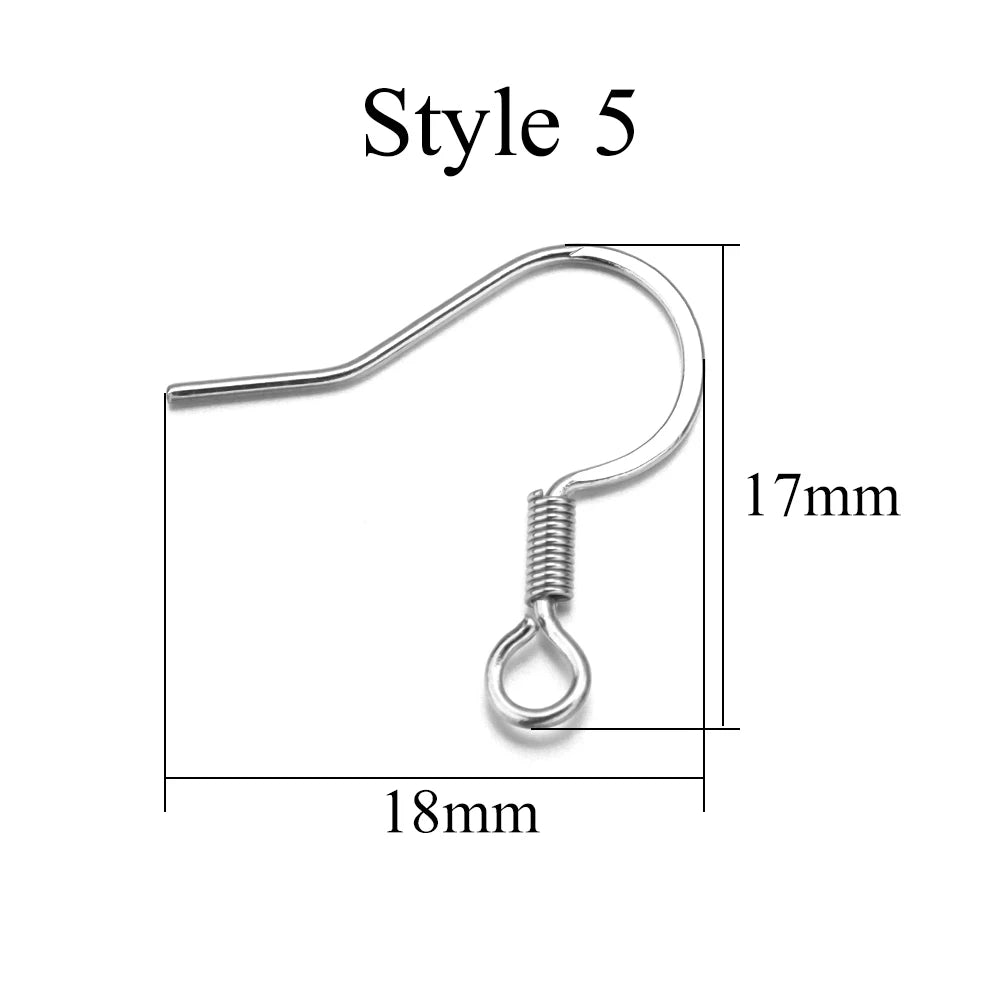 50pcs/Lot Hypoallergenic Stainless Steel Earring Hooks For Jewelry Making Ear Hook Diy Earrings Earwire Clasps Accessories