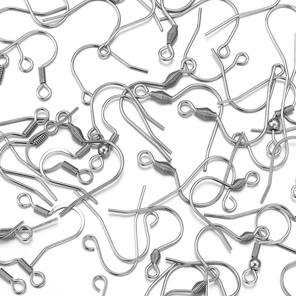 50pcs/Lot Hypoallergenic Stainless Steel Earring Hooks For Jewelry Making Ear Hook Diy Earrings Earwire Clasps Accessories