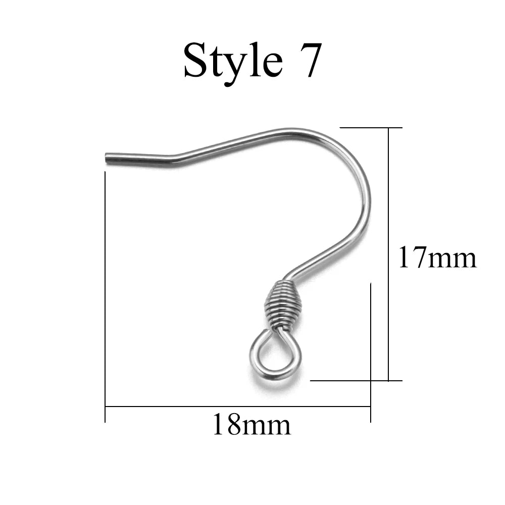50pcs/Lot Hypoallergenic Stainless Steel Earring Hooks For Jewelry Making Ear Hook Diy Earrings Earwire Clasps Accessories