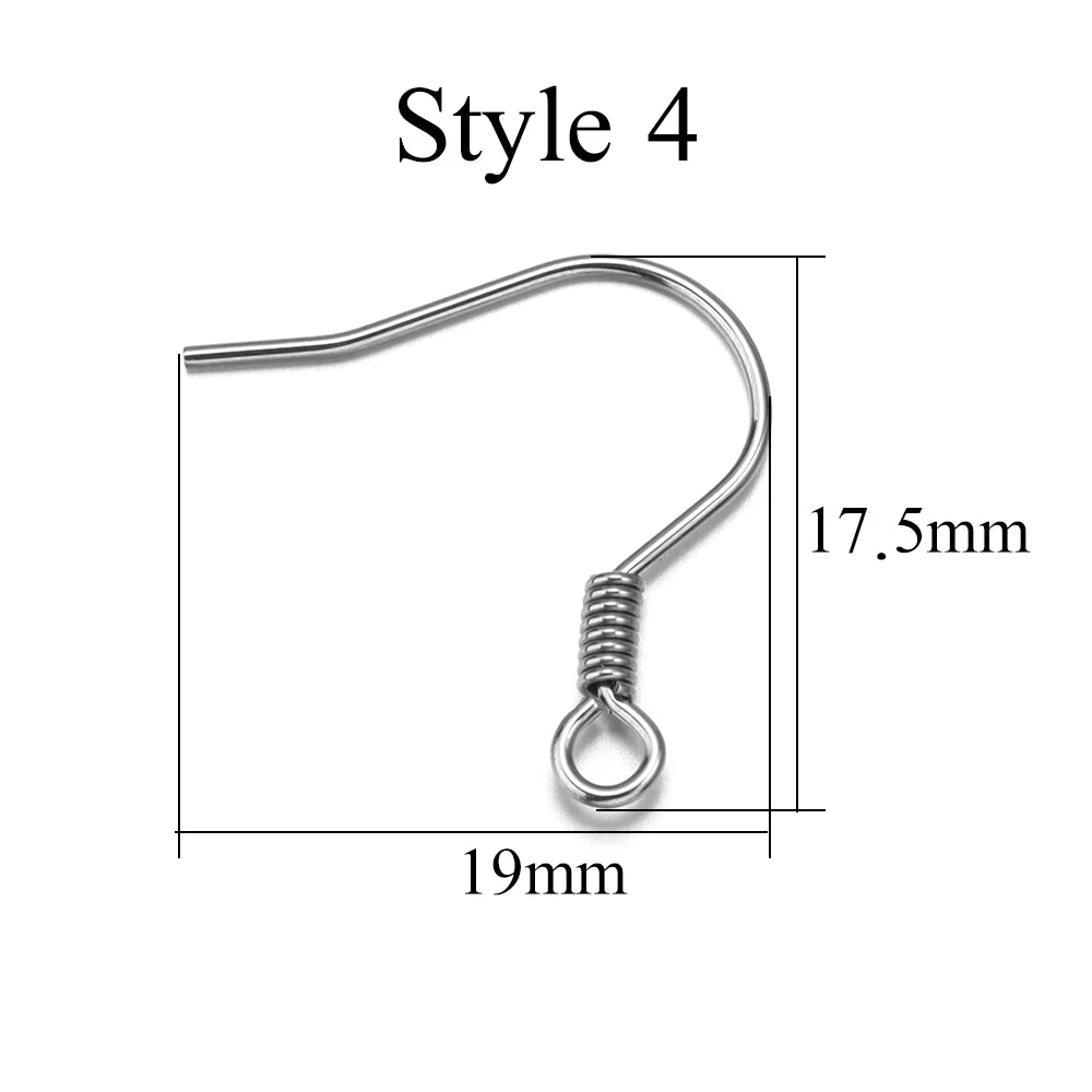 50pcs/Lot Hypoallergenic Stainless Steel Earring Hooks For Jewelry Making Ear Hook Diy Earrings Earwire Clasps Accessories