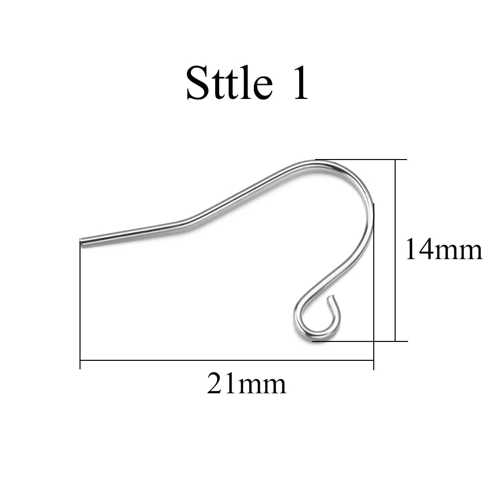 50pcs/Lot Hypoallergenic Stainless Steel Earring Hooks For Jewelry Making Ear Hook Diy Earrings Earwire Clasps Accessories