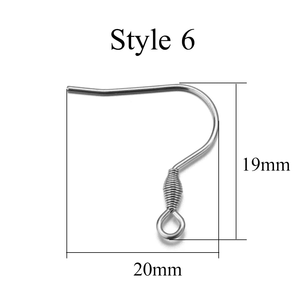 50pcs/Lot Hypoallergenic Stainless Steel Earring Hooks For Jewelry Making Ear Hook Diy Earrings Earwire Clasps Accessories