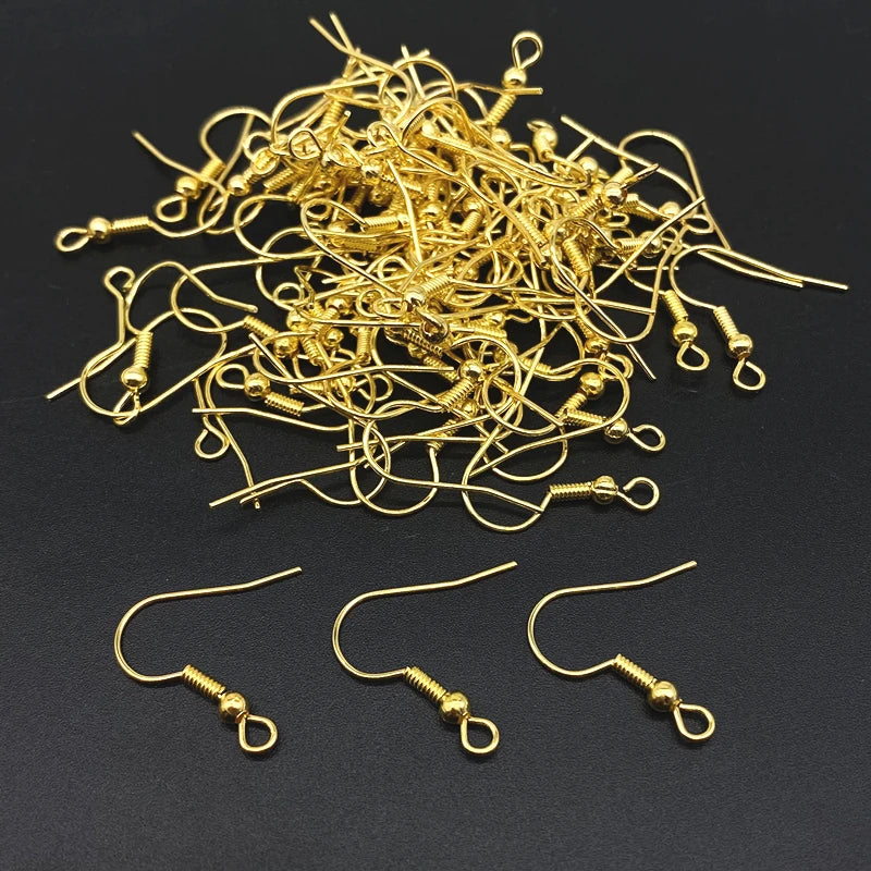 50pcs/lot 20x17mm Gold Color Silver Ear Hooks Earrings Clasps Findings Jewelry Making Accessories Earring DIY