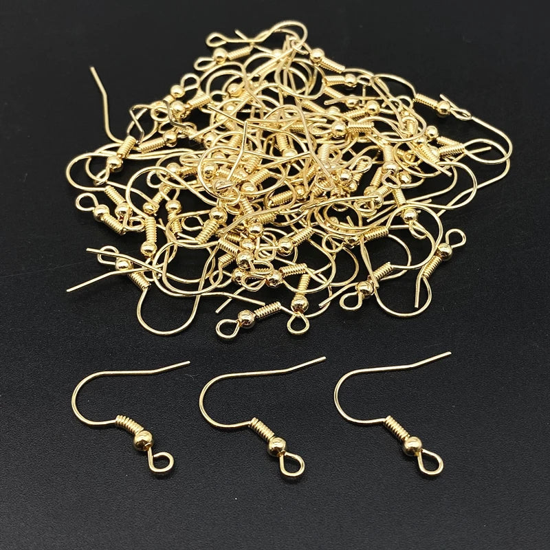 50pcs/lot 20x17mm Gold Color Silver Ear Hooks Earrings Clasps Findings Jewelry Making Accessories Earring DIY