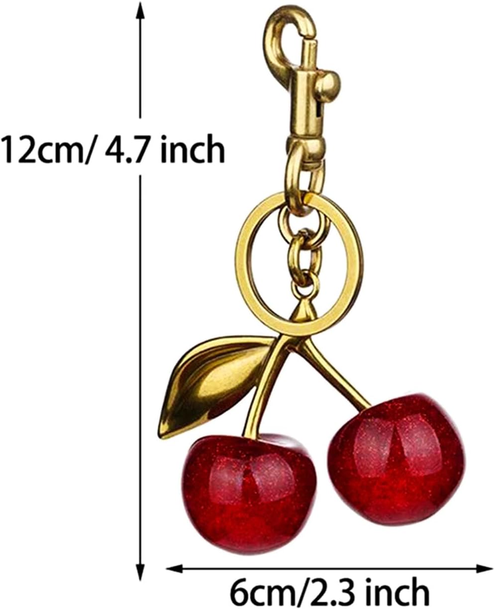 Keychain Cherry Bag Charms Purse: Key Chains Women Cute - Car keyrings leather handbags - Fashion enthusiasts
