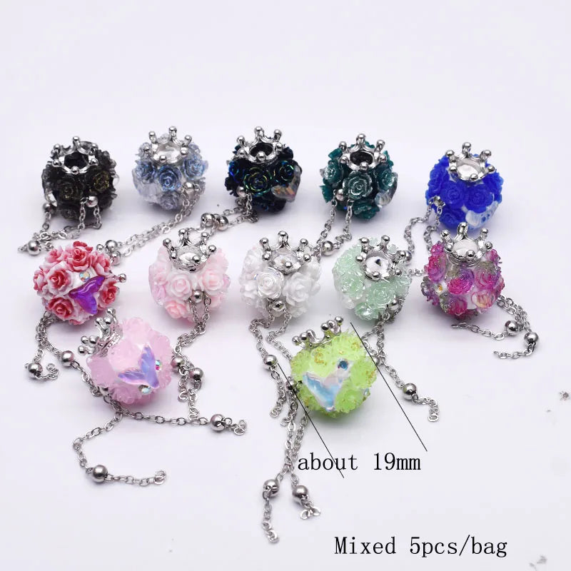 20pcs Shiny Polymer Clay Beads Rainbow Rhinestone Disco Round Heart Beads for DIY Jewelry Mobile Phone Chain Bead Pen Accessories