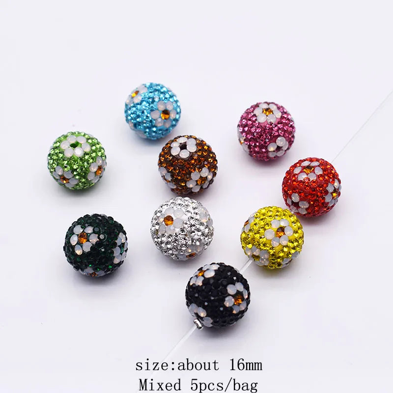 20pcs Shiny Polymer Clay Beads Rainbow Rhinestone Disco Round Heart Beads for DIY Jewelry Mobile Phone Chain Bead Pen Accessories
