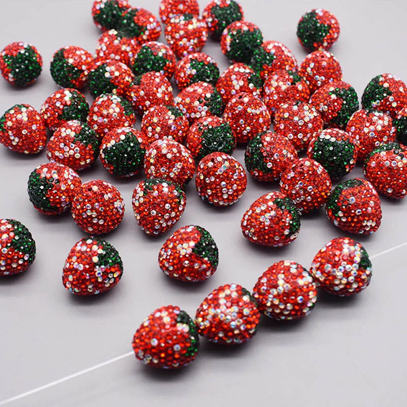 20pcs Shiny Polymer Clay Beads Rainbow Rhinestone Disco Round Heart Beads for DIY Jewelry Mobile Phone Chain Bead Pen Accessories