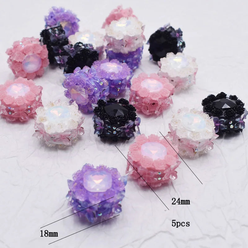 20pcs Shiny Polymer Clay Beads Rainbow Rhinestone Disco Round Heart Beads for DIY Jewelry Mobile Phone Chain Bead Pen Accessories