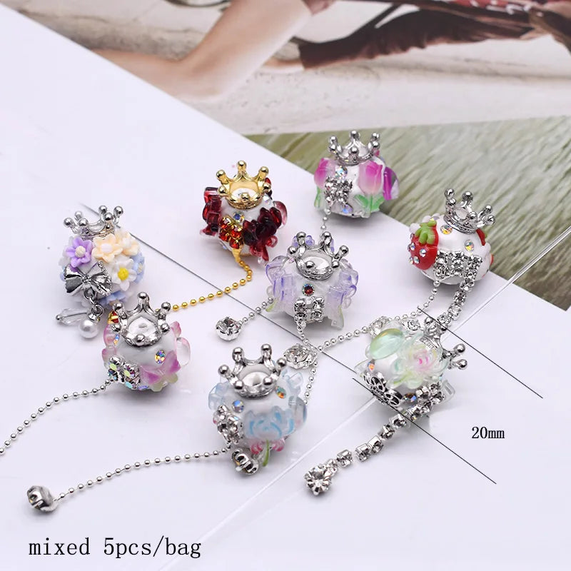 20pcs Shiny Polymer Clay Beads Rainbow Rhinestone Disco Round Heart Beads for DIY Jewelry Mobile Phone Chain Bead Pen Accessories