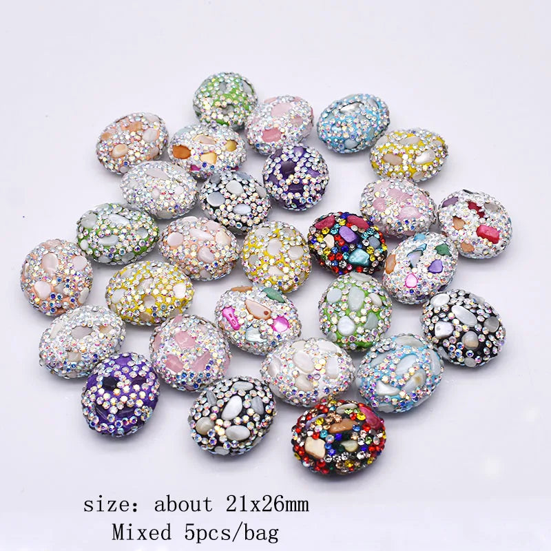 20pcs Shiny Polymer Clay Beads Rainbow Rhinestone Disco Round Heart Beads for DIY Jewelry Mobile Phone Chain Bead Pen Accessories
