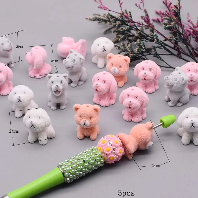 20pcs/bag Handmade Acrylic Beads Little Bear Rabbit Toon Mermaid Beads for Jewelry Making DIY Phone Chain Bead Pen Accessories